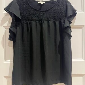 Elegant Black Ruffle Sleeve Blouse